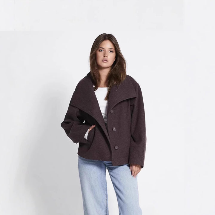 Oversized wool blazer for women with high collar and double-breasted Lune London