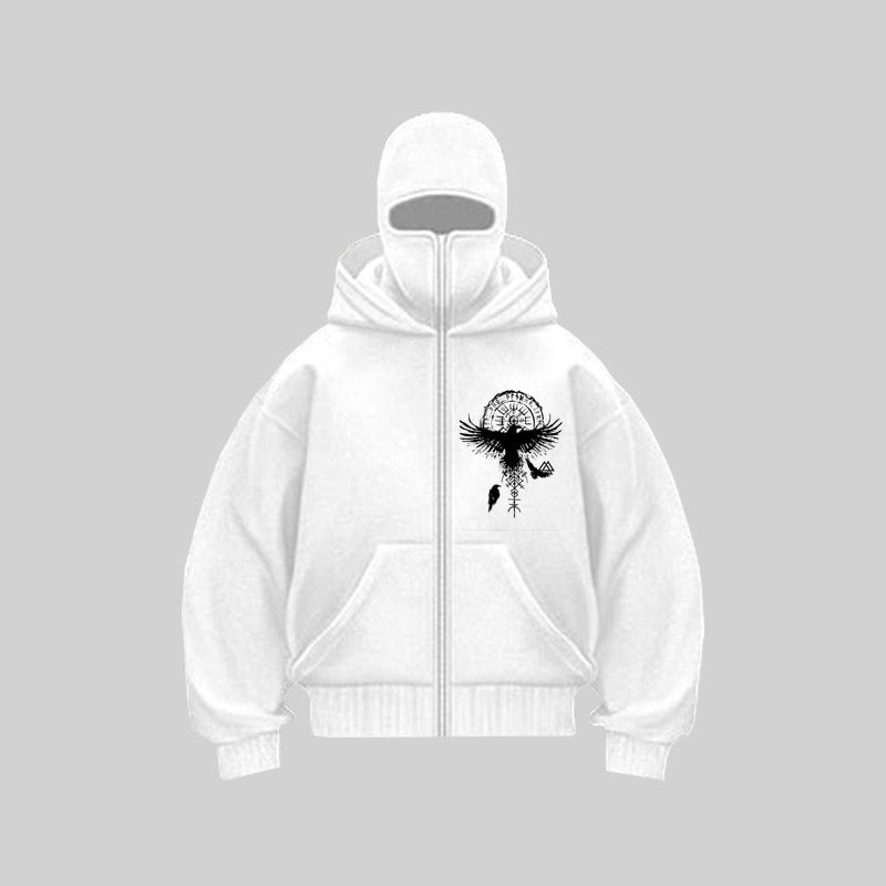 Women's hooded jacket with unique tribal print and high collar Lune London