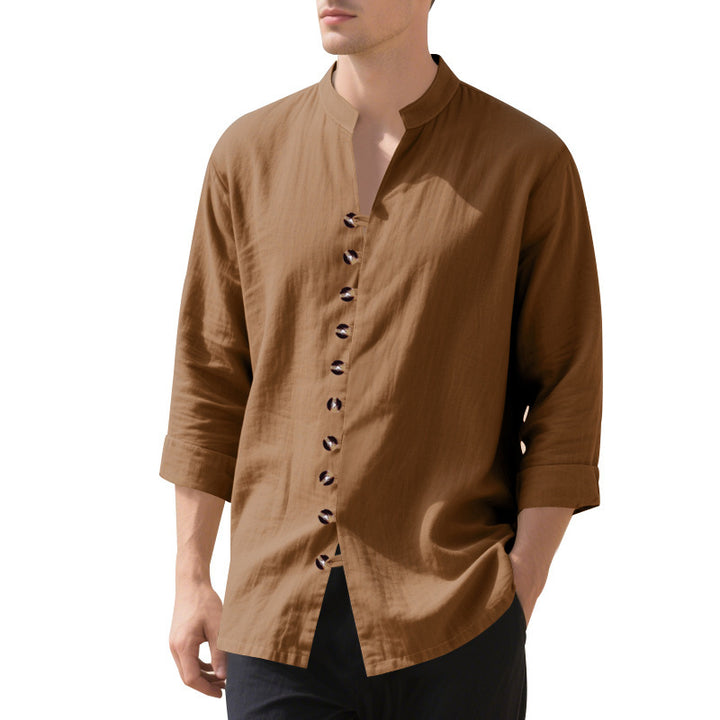 Casual long sleeve shirt for men with Henley collar and trendy buttons Lune London