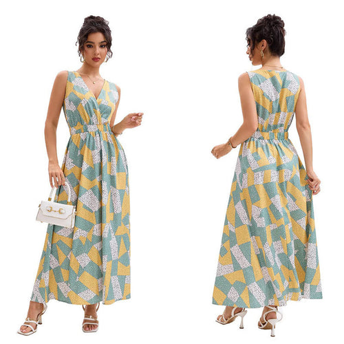 Amarae geometric print maxi dress for women