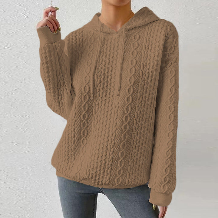 Casual knitted sweater for women with hood and textured design Amarae