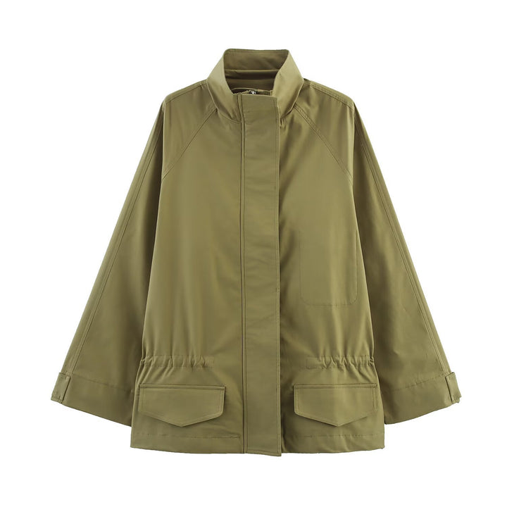 Casual utility jacket for women with high collar and practical pockets Lune London