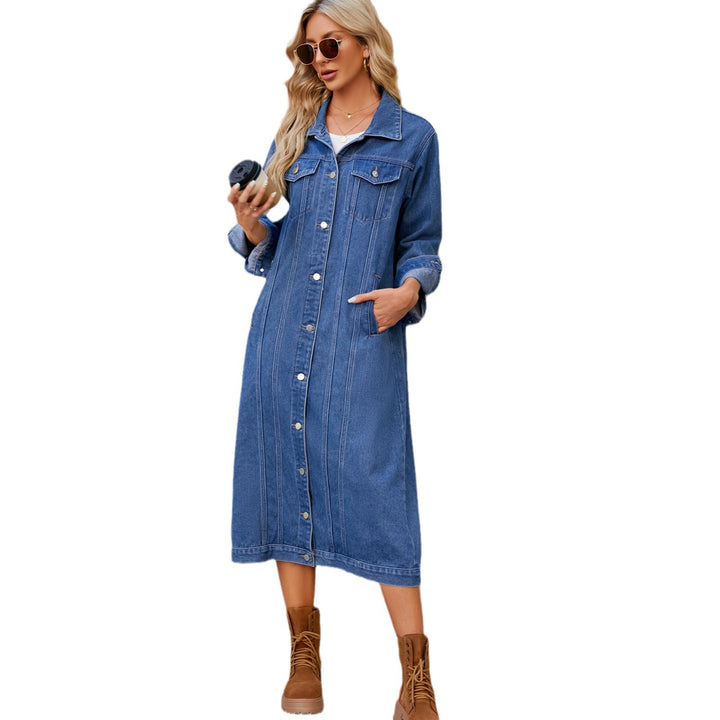 Long denim jacket for women with timeless Lune London design