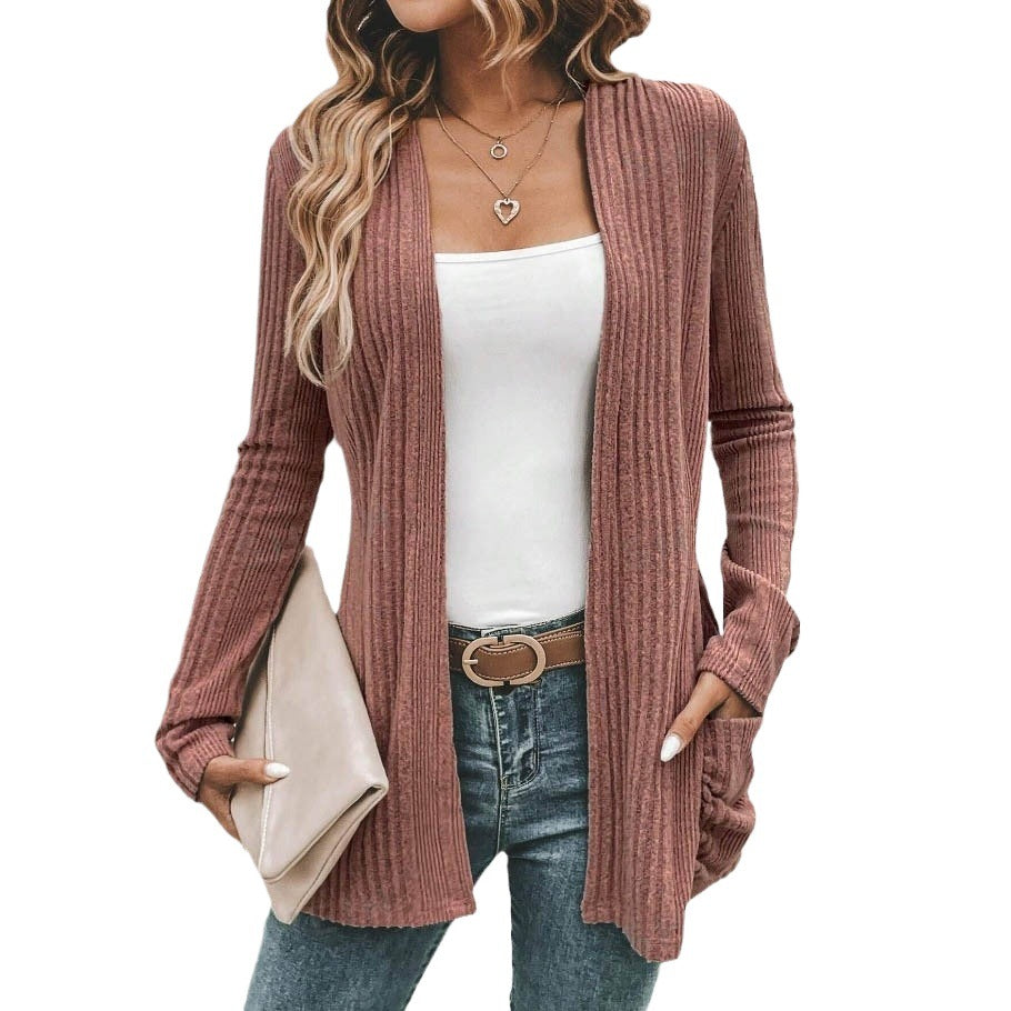 Knit jacket for women with open design and practical pockets Lune London