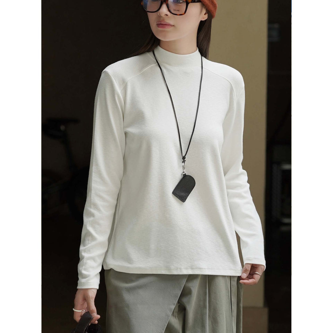 Women Long Sleeve Mockneck Sweatshirt made of Cotton Blend Amarae