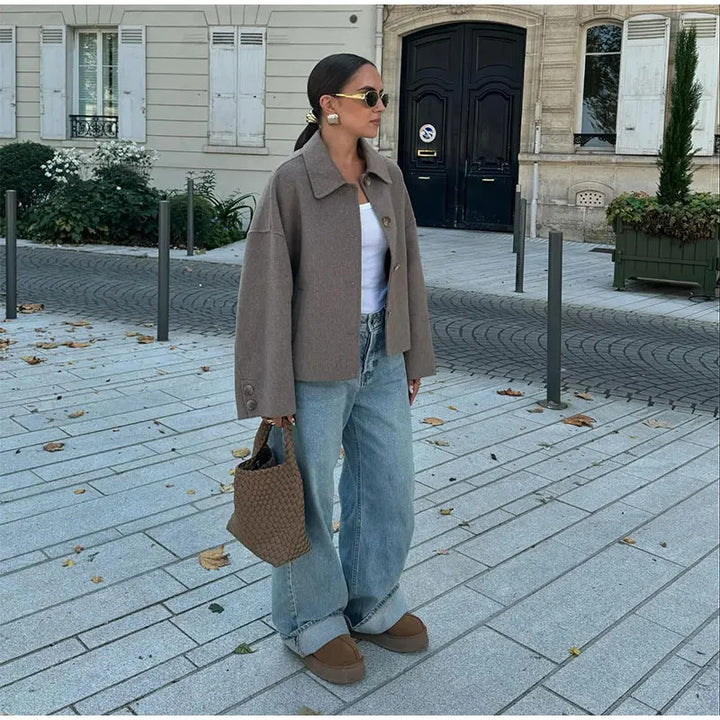 Manteau en laine surdimensionné et élégant pour femmes Chic & Stil