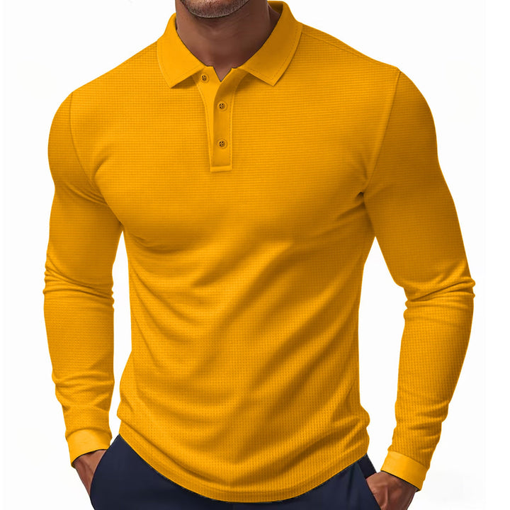Men's Long-Sleeve Polo Shirt In Structured Design with Modern Cut Lune London