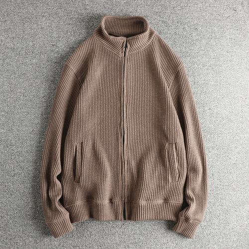 Knit jacket for women with high collar and practical pockets Amarae