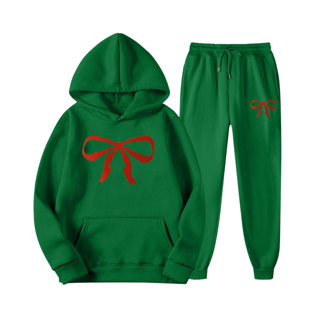 Women's hooded sweat suit with creative bow motif and comfortable fit Chic & Stil