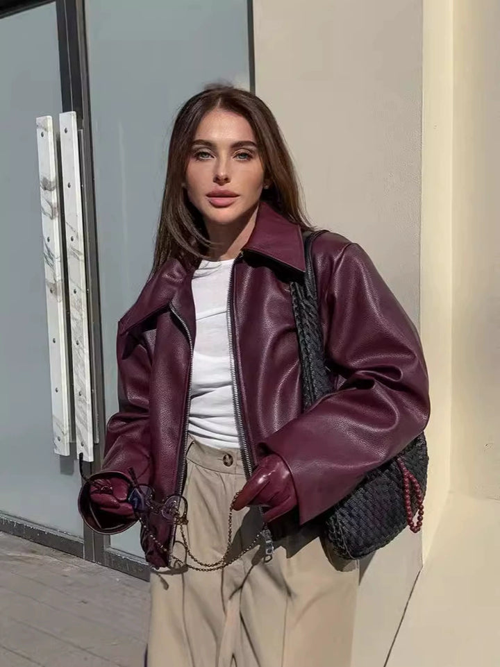 Women's Elegant Faux Leather Jacket Amarae