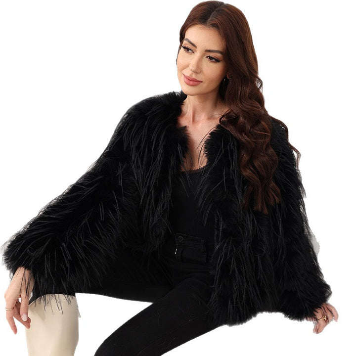 Ladies Short Soft Faux Fur Jacket with Flared Sleeves Lune London