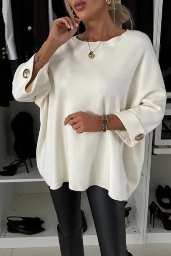 Women Oversized Sweater with decorative button details Lune London