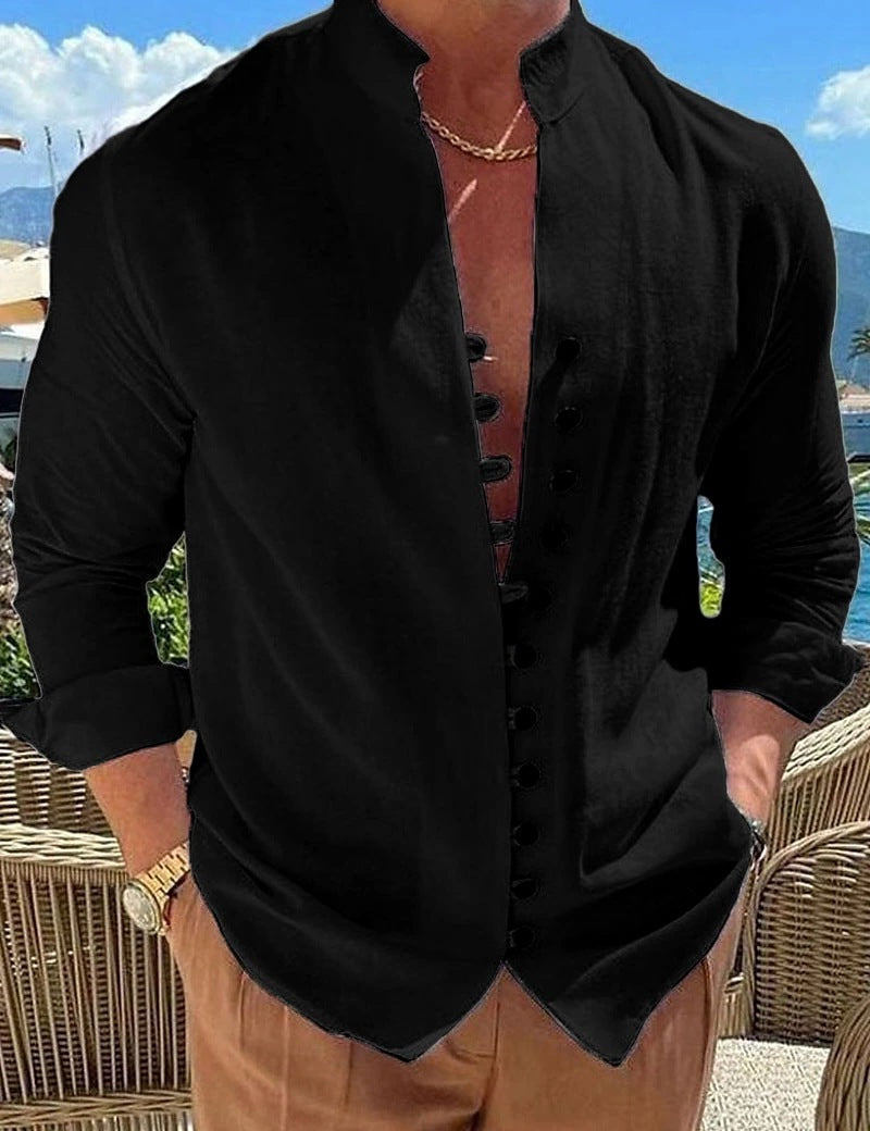 Trendy men's shirt with a slight structure and button placket Amarae