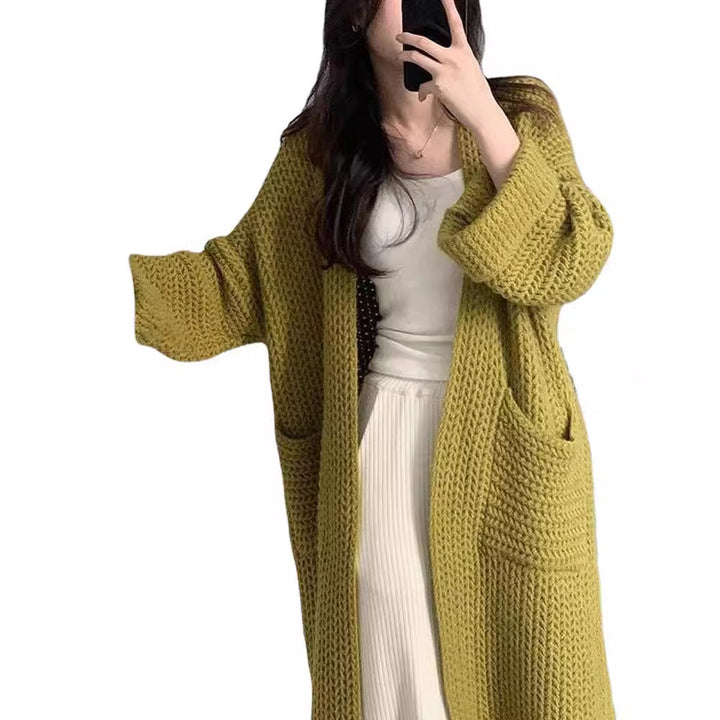 Manteau tricoté décontracté pour femmes avec ouverture à l'avant et poches