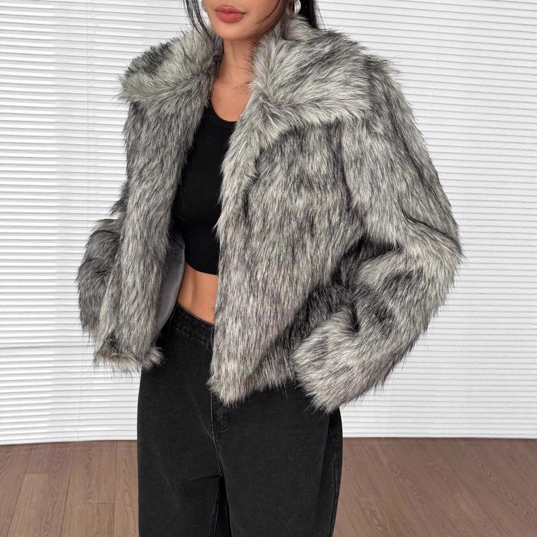 Ladies Chic and Stylish Faux Fur Jacket