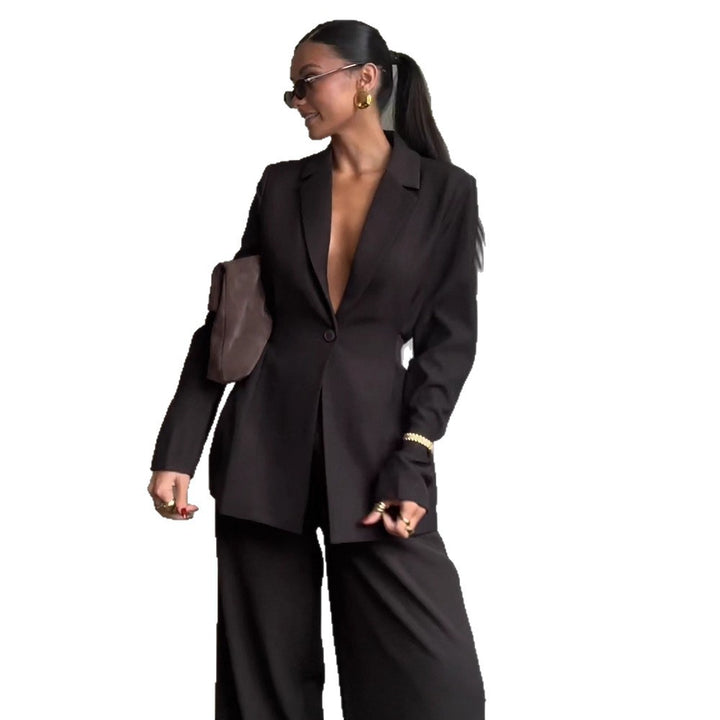 Women's Tailored Single-Button Blazer with Emphasized Waist and Narrow Shoulder Amarae