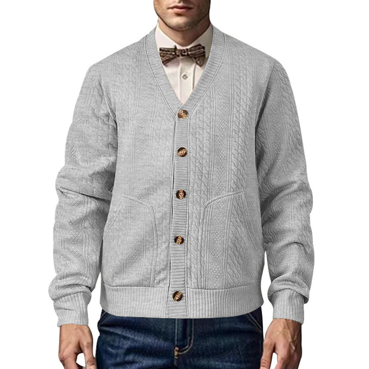 Men's knitted jacket with classic design and structured pattern Lune London