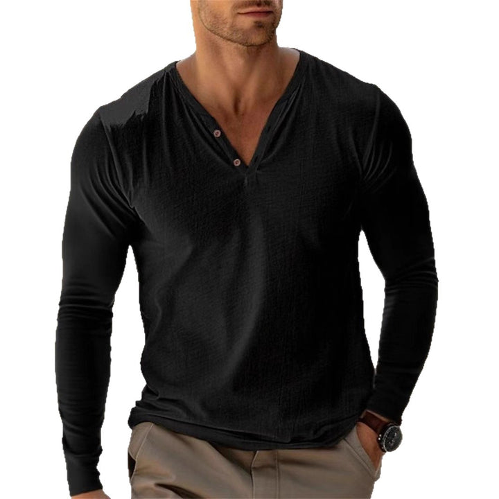 Men's long sleeve shirt with trendy Henley neckline Lune London