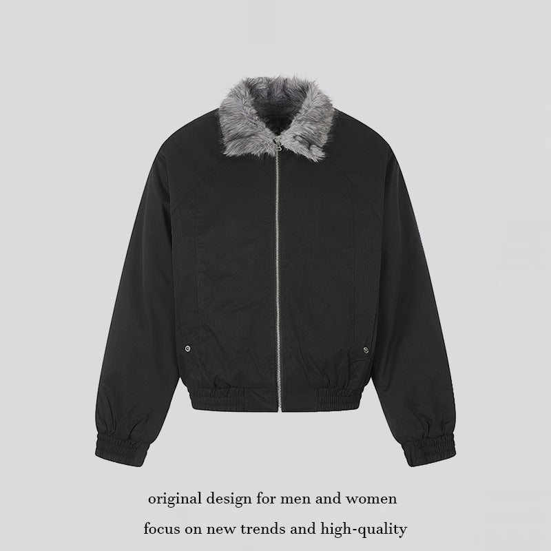 Women’s cropped bomber jacket with faux fur collar and elastic waistband Amarae