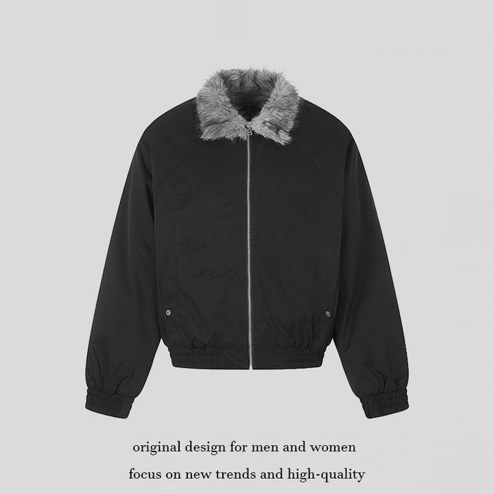Women’s cropped bomber jacket with faux fur collar and elastic waistband Amarae