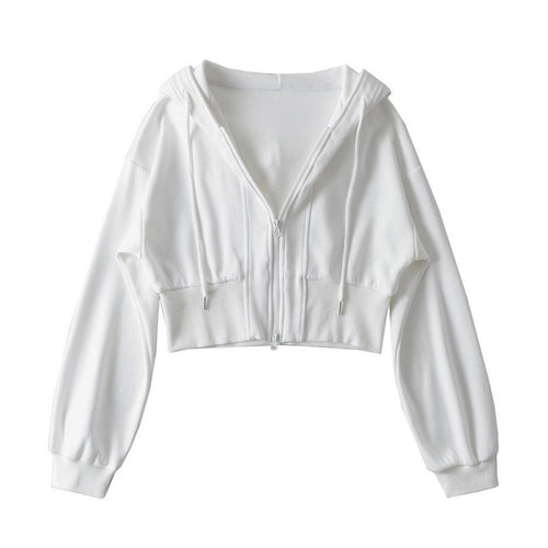Women's cropped hoodie jacket with zipper and elastic cuffs Chic & Stil
