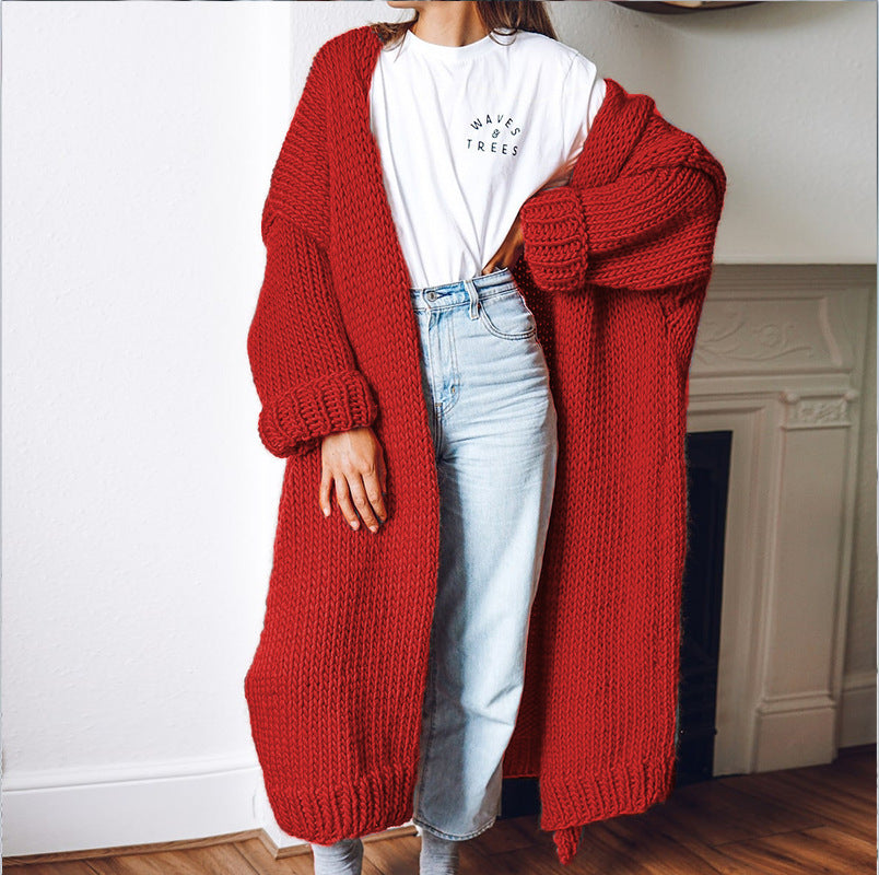 Chunky knit coat for women with voluminous sleeves and relaxed fit Lune London