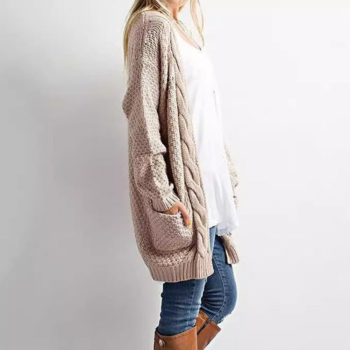 Ladies Light Knit Cardigan with Open Pockets and Casual Fit Amarae