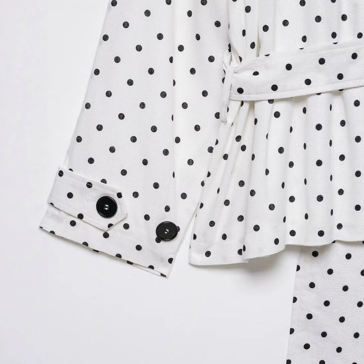 Women's short trench with waist belt and polka dot pattern Amarae