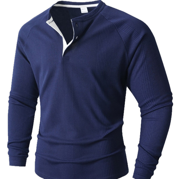Men's Long Sleeve Henley Shirt with Structured Surface Lune London