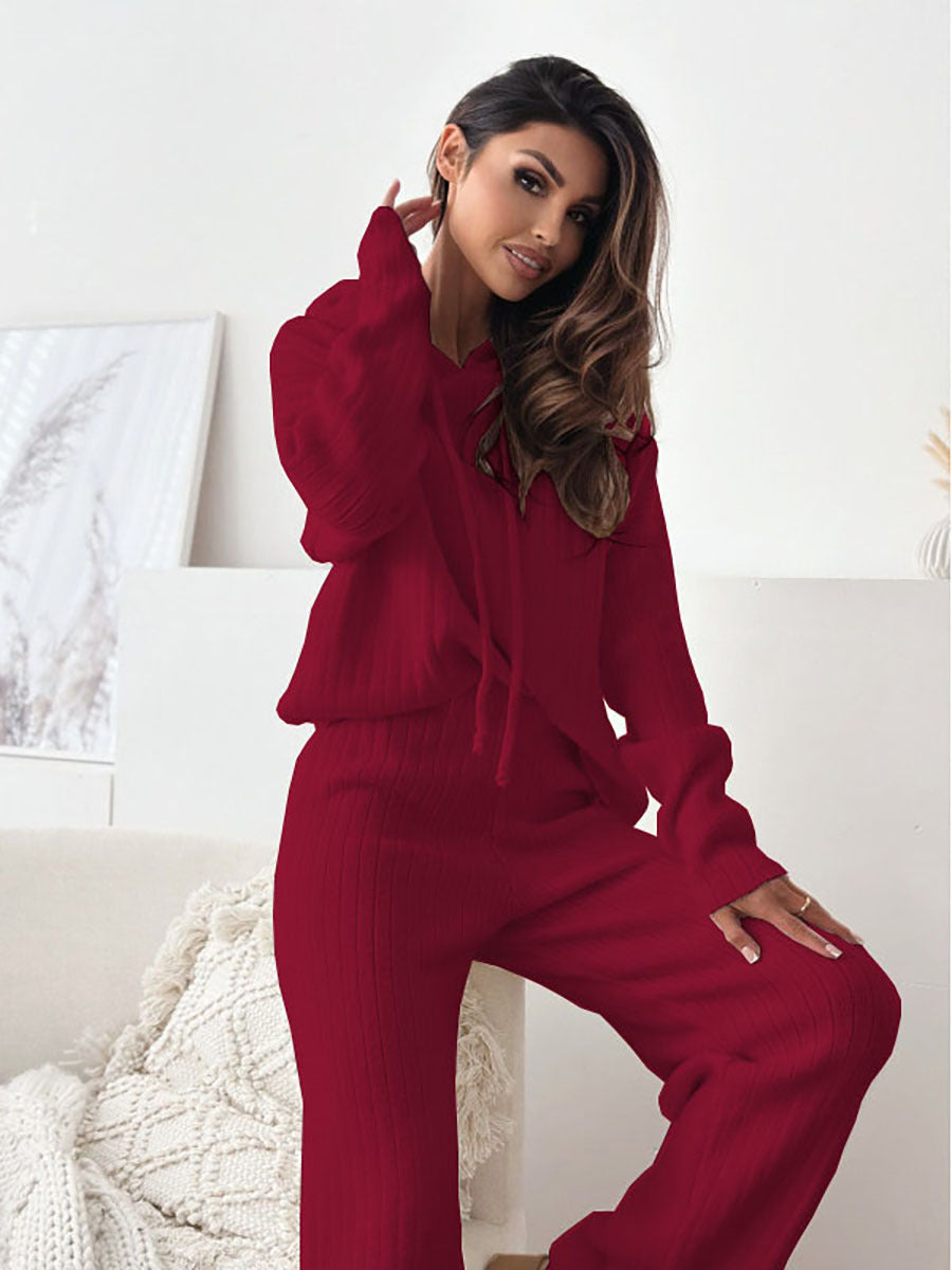 Ladies comfortable knit jumpsuit with hood Lune London