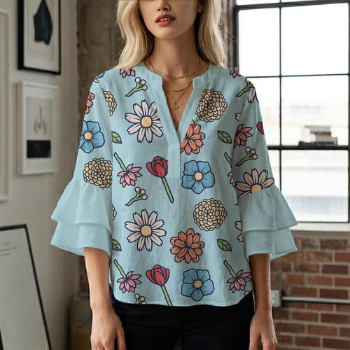 Women's artistic top with ruffled sleeves Amarae