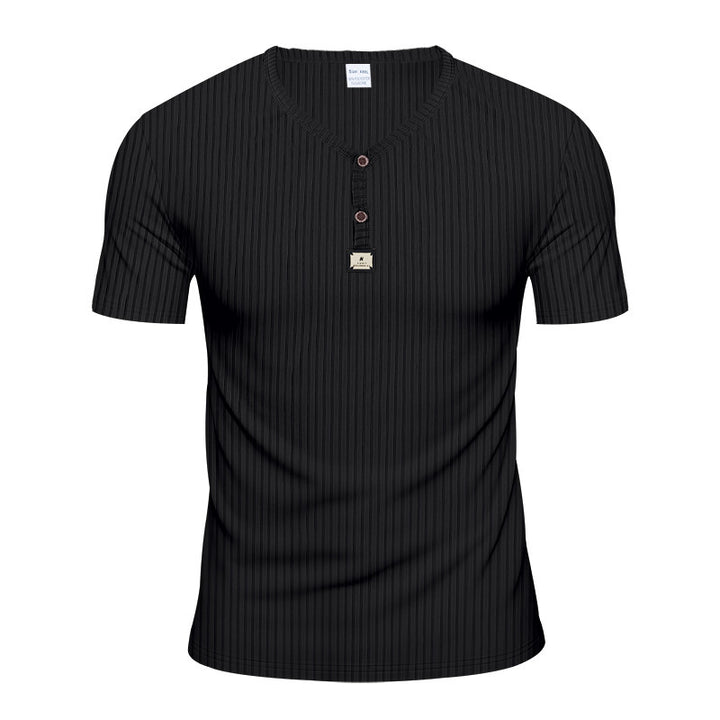 Men's Short Sleeve Henley T-shirt with Structured Design and Button Placket Lune London