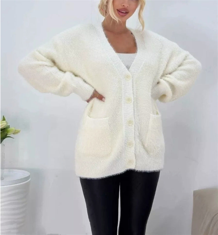 Ladies cardigan in cozy viscose with applied pockets Lune London