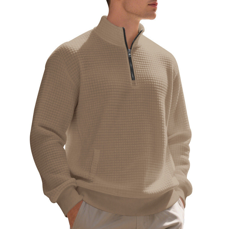 Sporty pullover for men with zipper and textured surface Lune London
