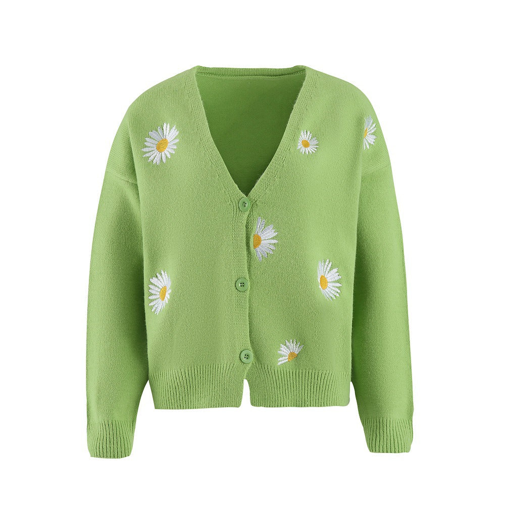 Women's knitted jacket with floral pattern and classic cut Lune London