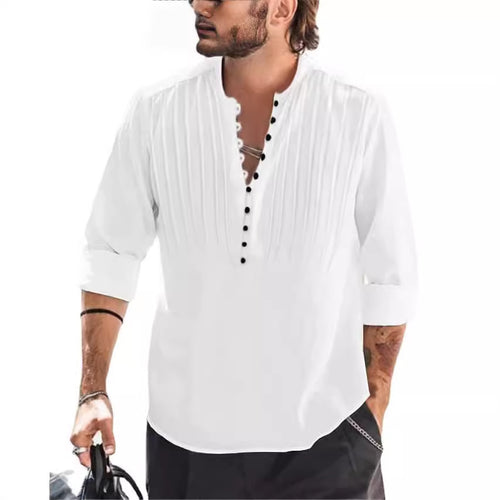 Man Elegant Buttoned Pleated Shirt Amarae