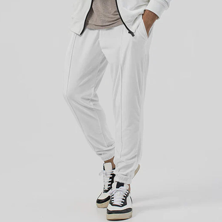 Sporty men's joggers with elastic waistband and zippers Lune London