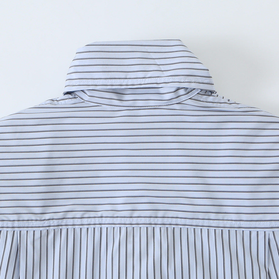 Ladies blouse with tie and concealed button placket Amarae