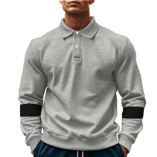 Long sleeve sweater for men with polo style details and contrasting cuffs Amarae