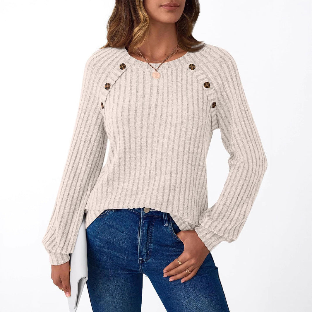 Knitted sweater for women with button details and structured design Lune London