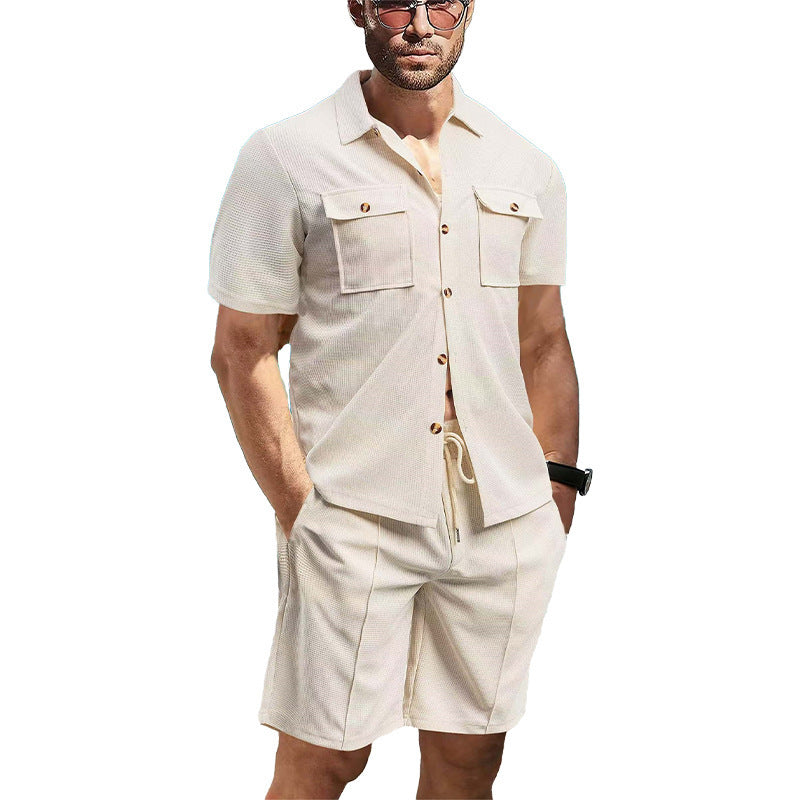 Trendy short-sleeved shirt for men with matching shorts Lune London