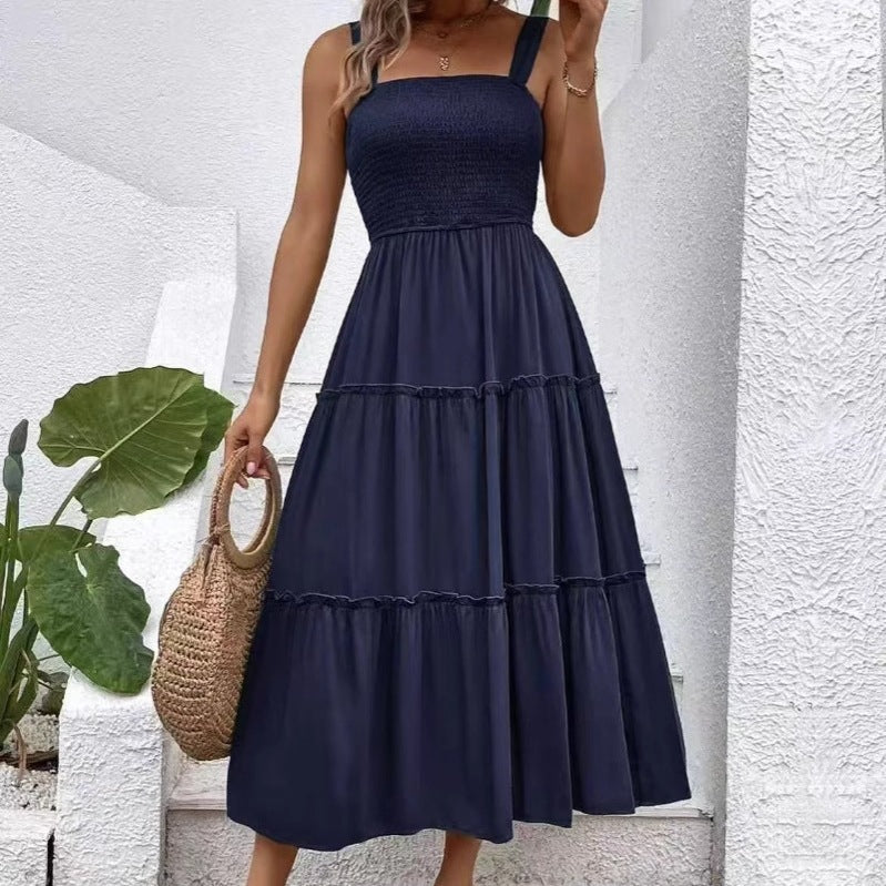 Maxi dress for women with elastic bodice and flowy skirt Lune London