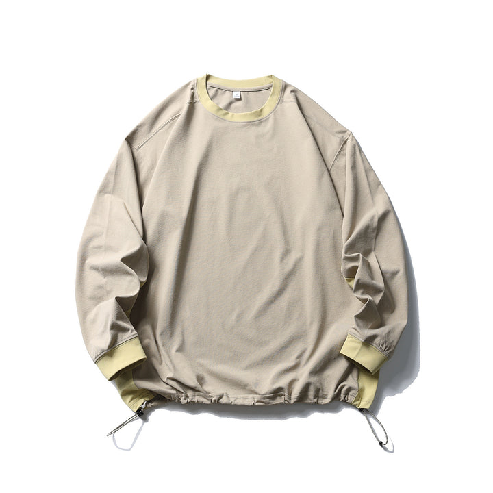 Unisex Oversize Fleece Pullover with Drawstring Hem and Contrast Collar Amarae