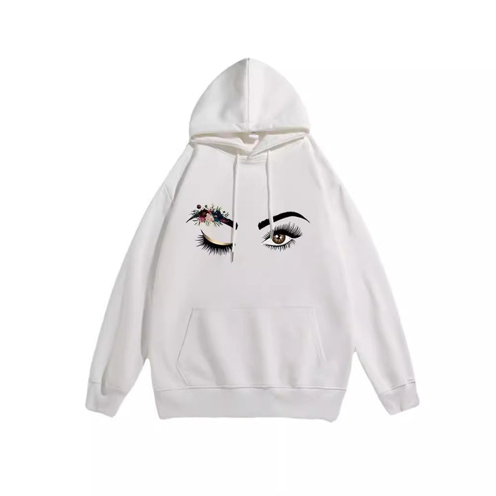 Ladies Hoodie with Creative Eye Motif Chic & Stil