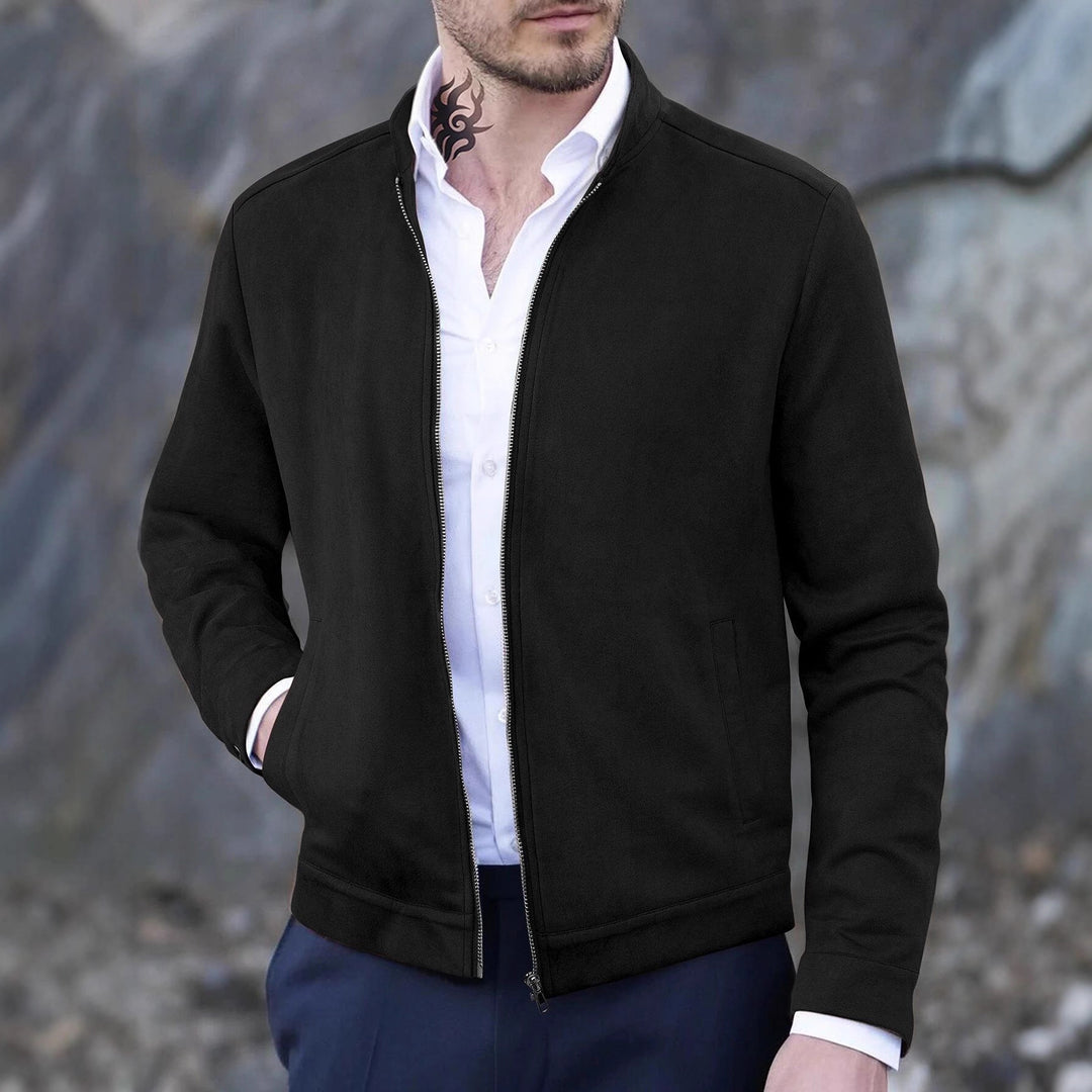 Men's fleece jacket with modern stand-up collar and soft inner lining Lune London