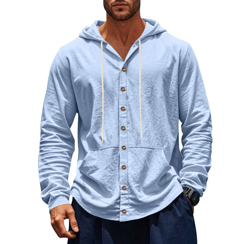 Men's hoodie with button placket and practical pockets Lune London