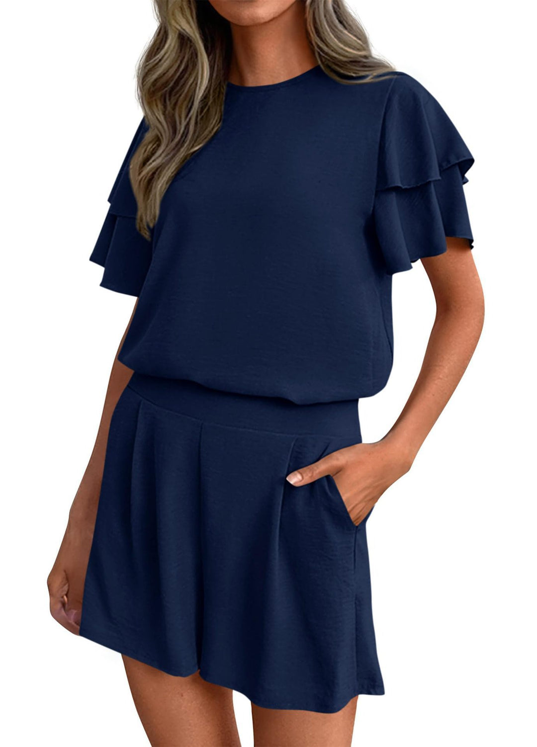 Women's Playful Jumpsuit with Ruffle Details and Side Pockets Lune London