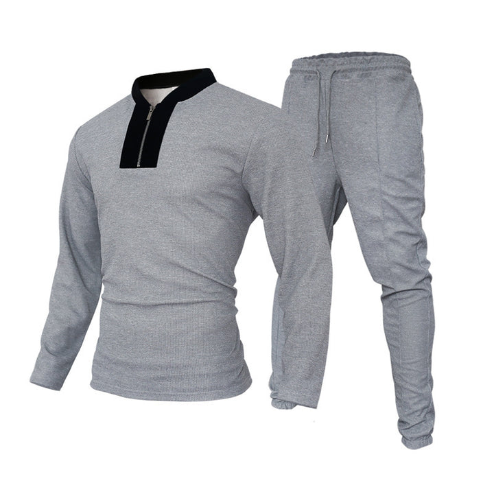 Men's Two-Piece Tracksuit with High Collar and Zipper Lune London