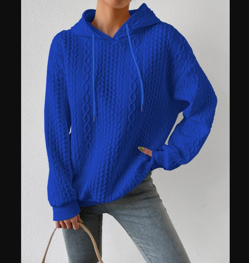 Women Oversized Sweater with textured waffle pattern and hood Lune London