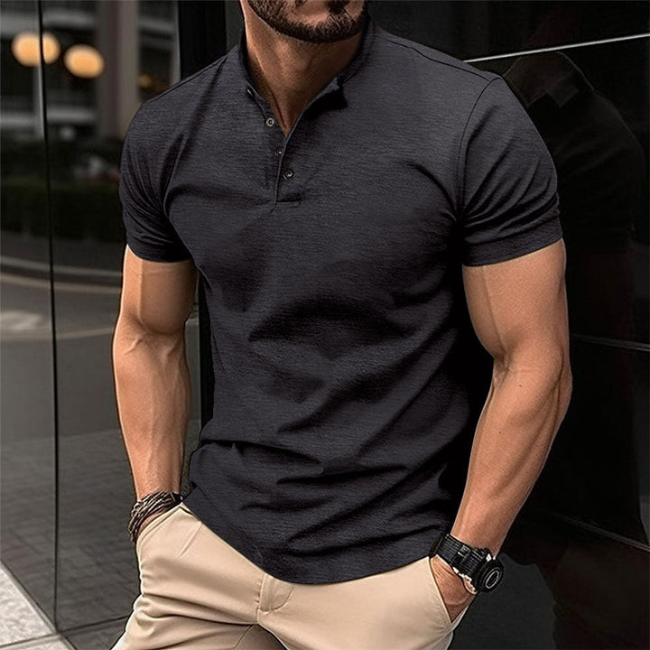 Men's Polo Shirt with Button Placket and Short Sleeves Lune London
